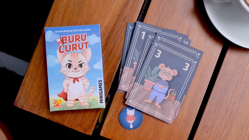 mini game buru curut beserta kartu dan token kucing