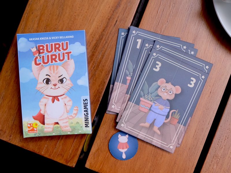 mini game buru curut beserta kartu dan token kucing